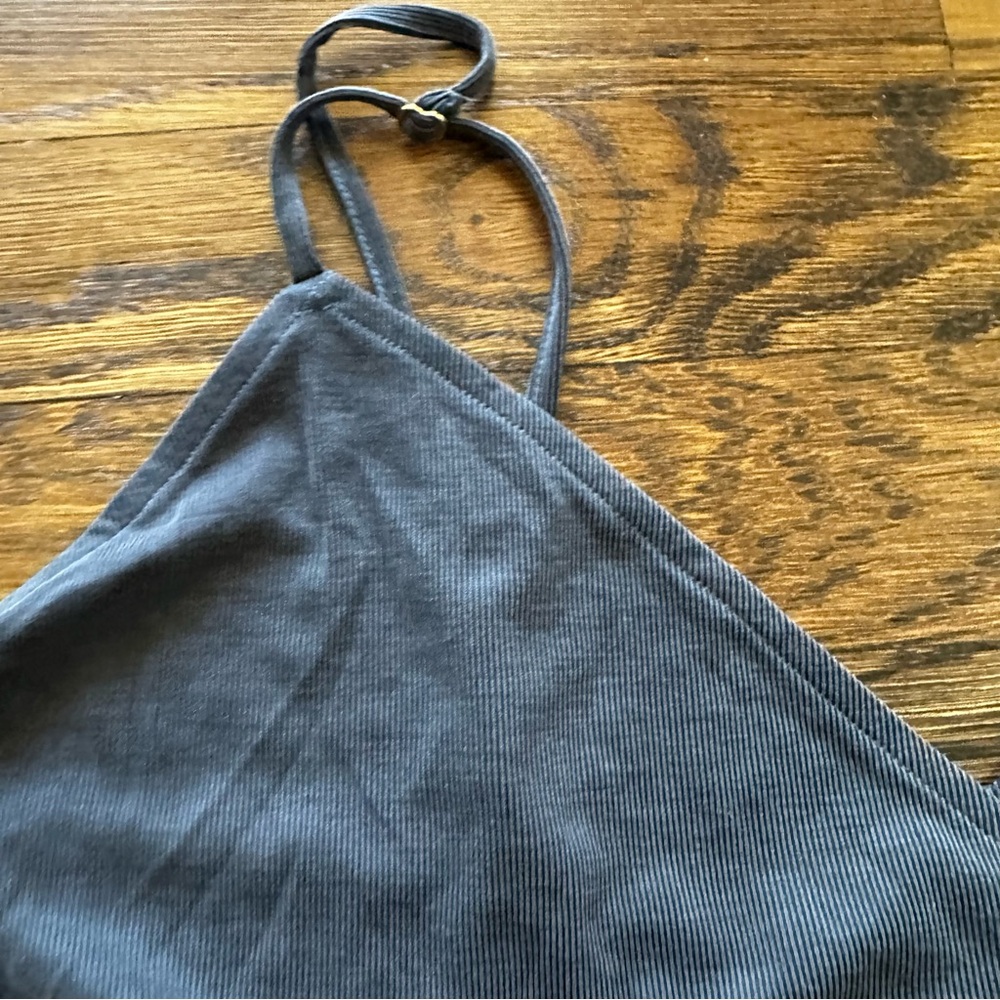 Victoria's Secret charcoal grey black vneck spaghetti strap cropped camisole top - Picture 7 of 16